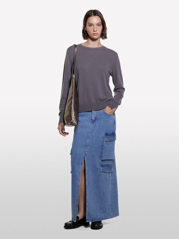 Maglia girocollo regular fit grigio scuro - maglie girocollo da donna | Sisley