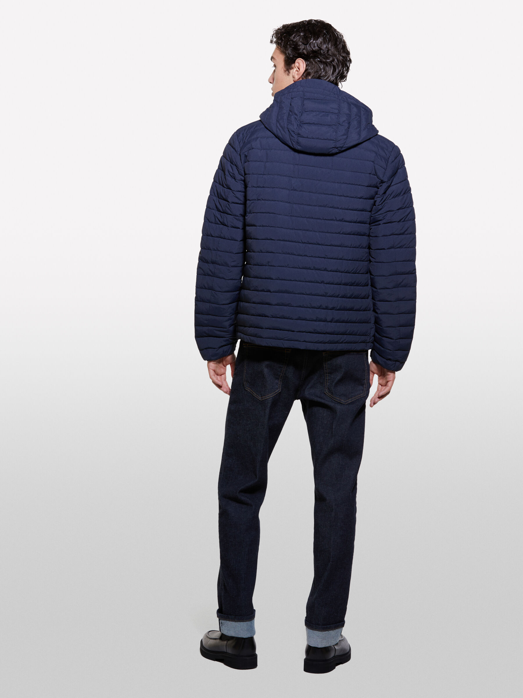 Giubbotto blu scuro imbottito con cappuccio Blu Scuro Sisley