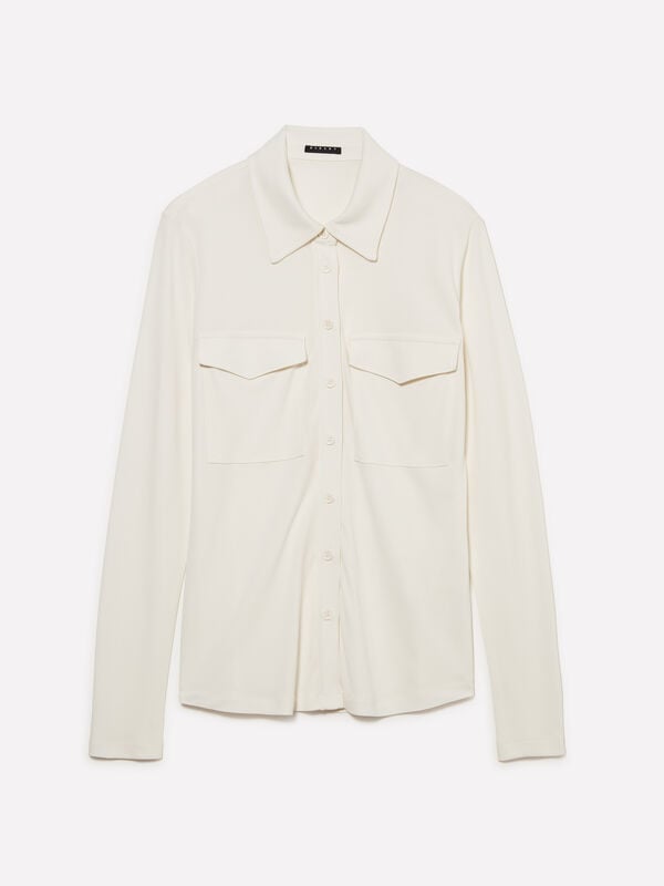 Camicia bianco panna con tasche Camicia bianco panna con tasche - camicie da donna | Sisley