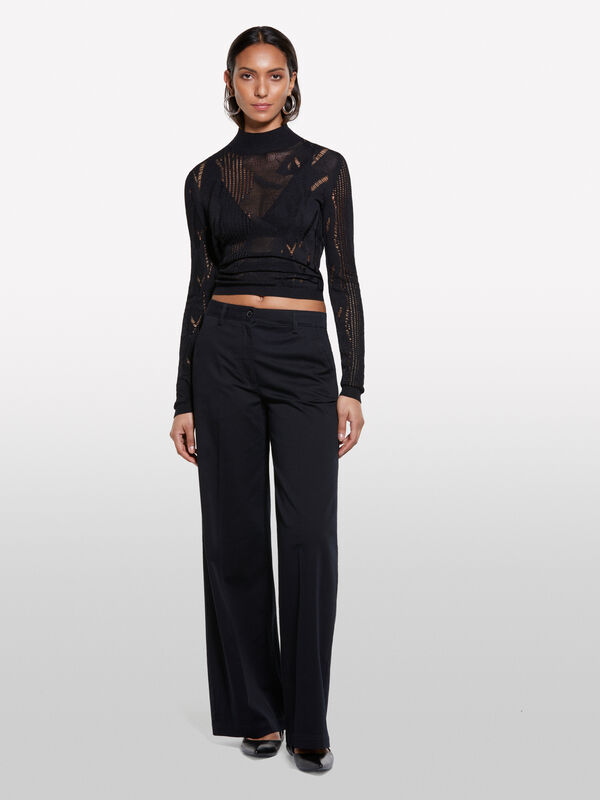 Pantaloni wide leg neri - pantaloni palazzo da donna | Sisley