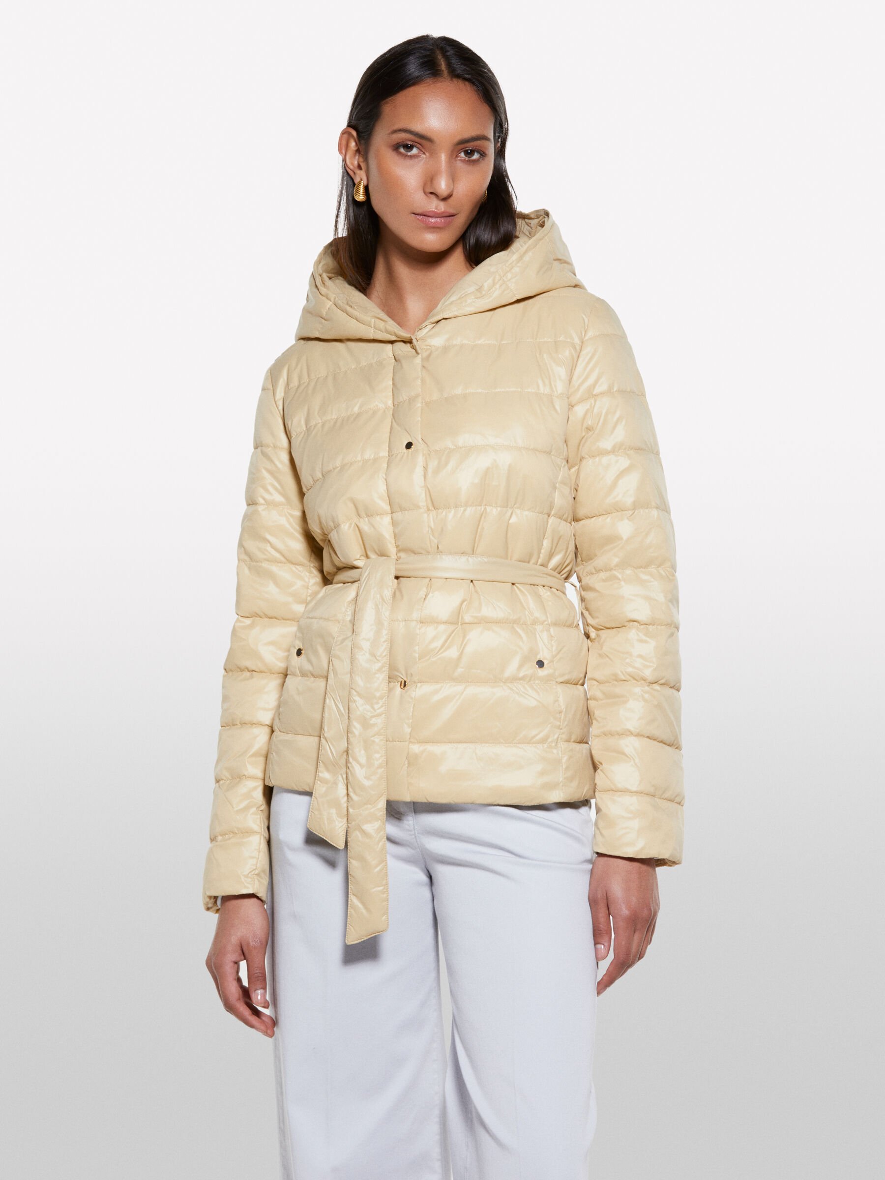 Piumino Giubbotti Sisley Donna Giubbotto Imbottito Cammello Con