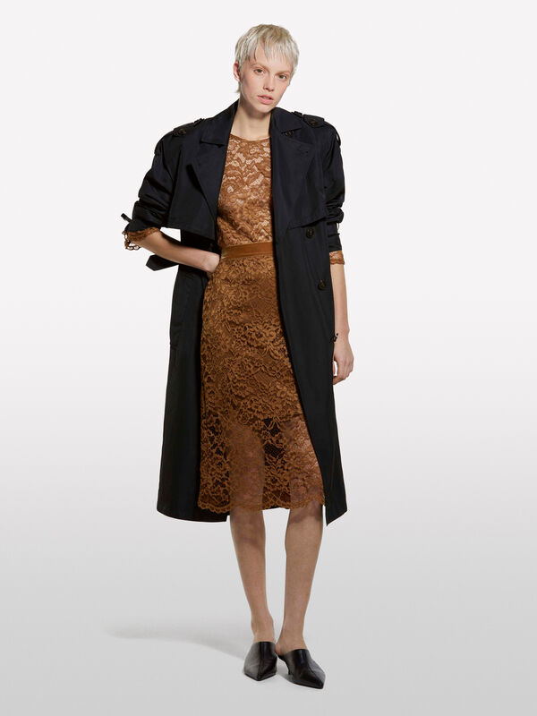 Gonna in pizzo marrone chiaro - gonne midi, longuette donna | Sisley