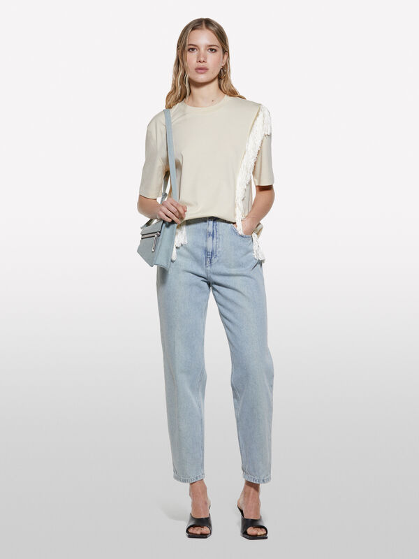 T-shirt sabbia con frange - t-shirt a manica corta da donna | Sisley