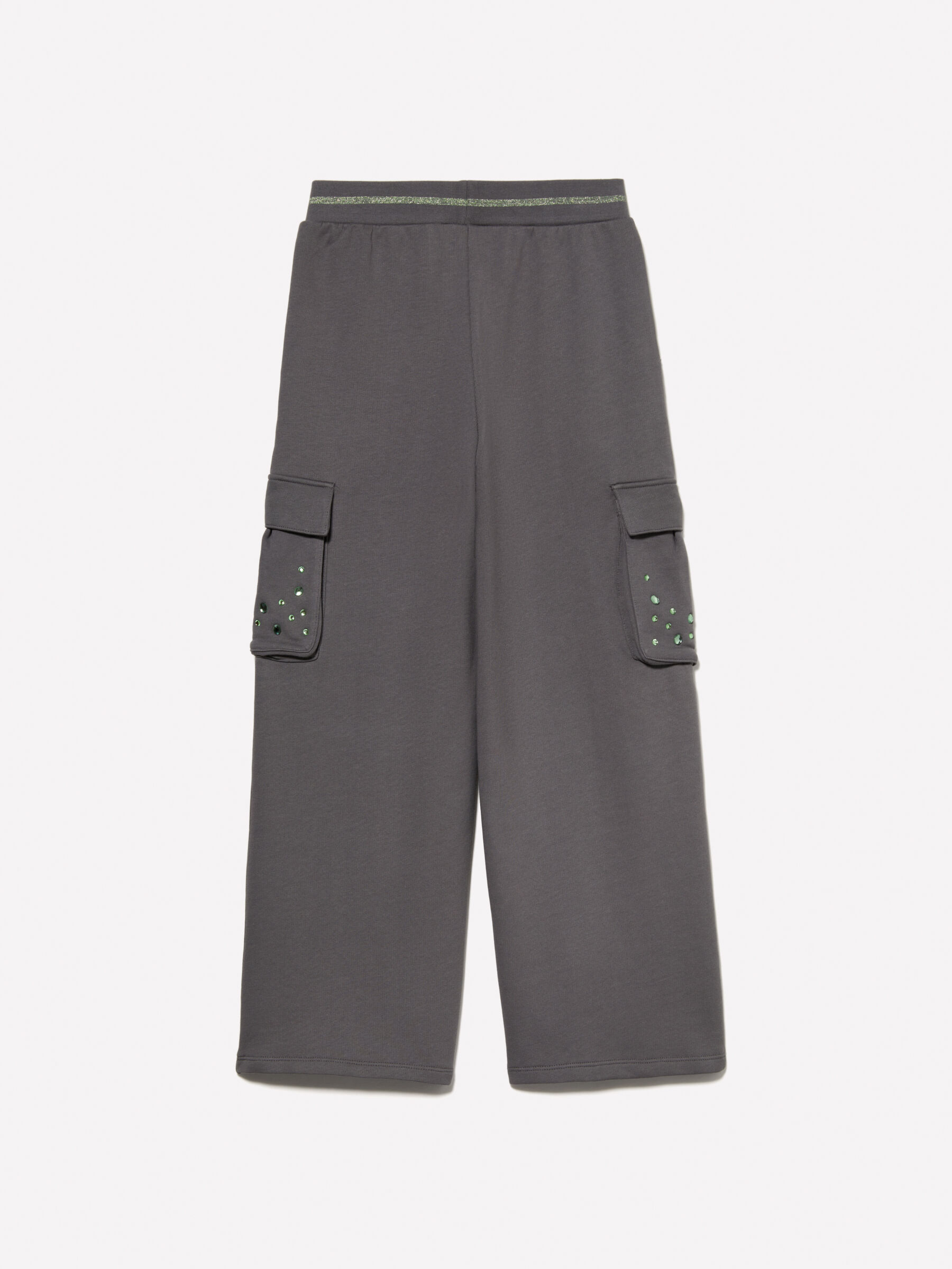 Pantaloni palazzo grigi in felpa con strass Grigio Scuro Sisley