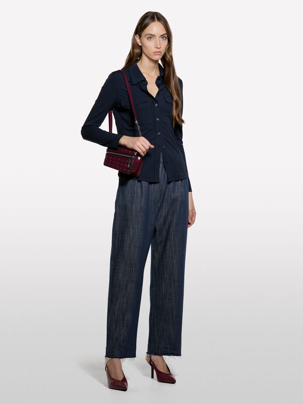 Camicia blu scuro con tasche - camicie da donna | Sisley