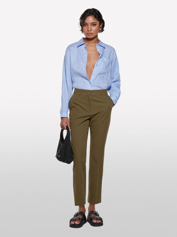 Pantaloni verde militare flare fit - pantaloni flare da donna | Sisley