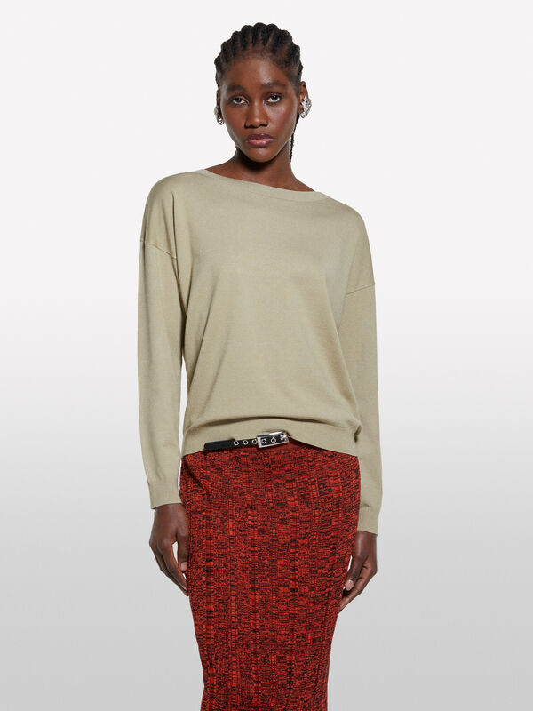 Maglia con scollo a barca verde militare - maglie scollo a barchetta da donna | Sisley