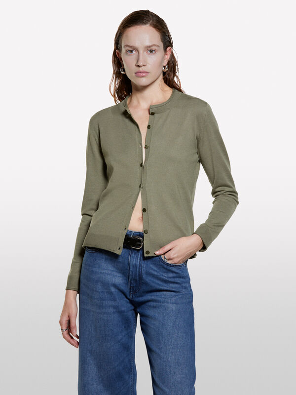Cardigan regular fit verde militare - cardigan da donna | Sisley