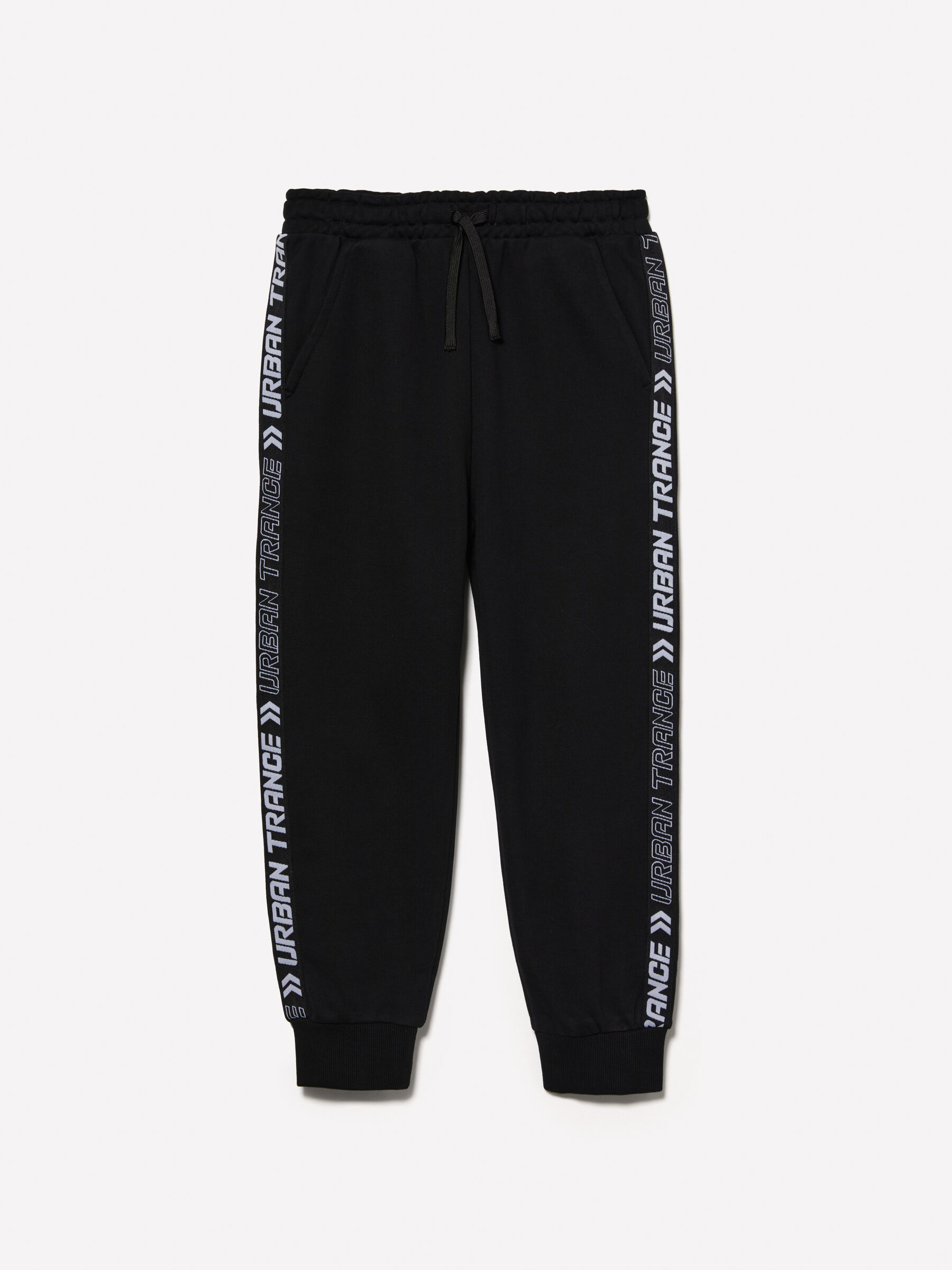 Joggers neri con bande lettering Nero Sisley