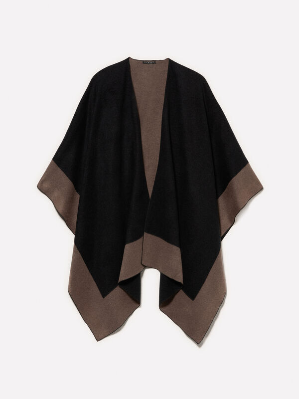 Cappa nera con contrasto - cappe, poncho, mantelle da donna | Sisley