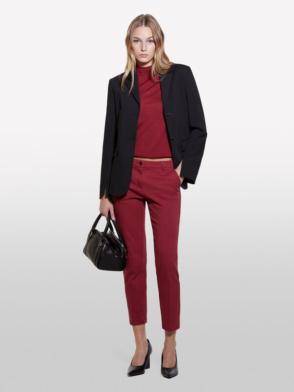 Pantaloni chino bordeaux a sigaretta - pantaloni skinny da donna | Sisley