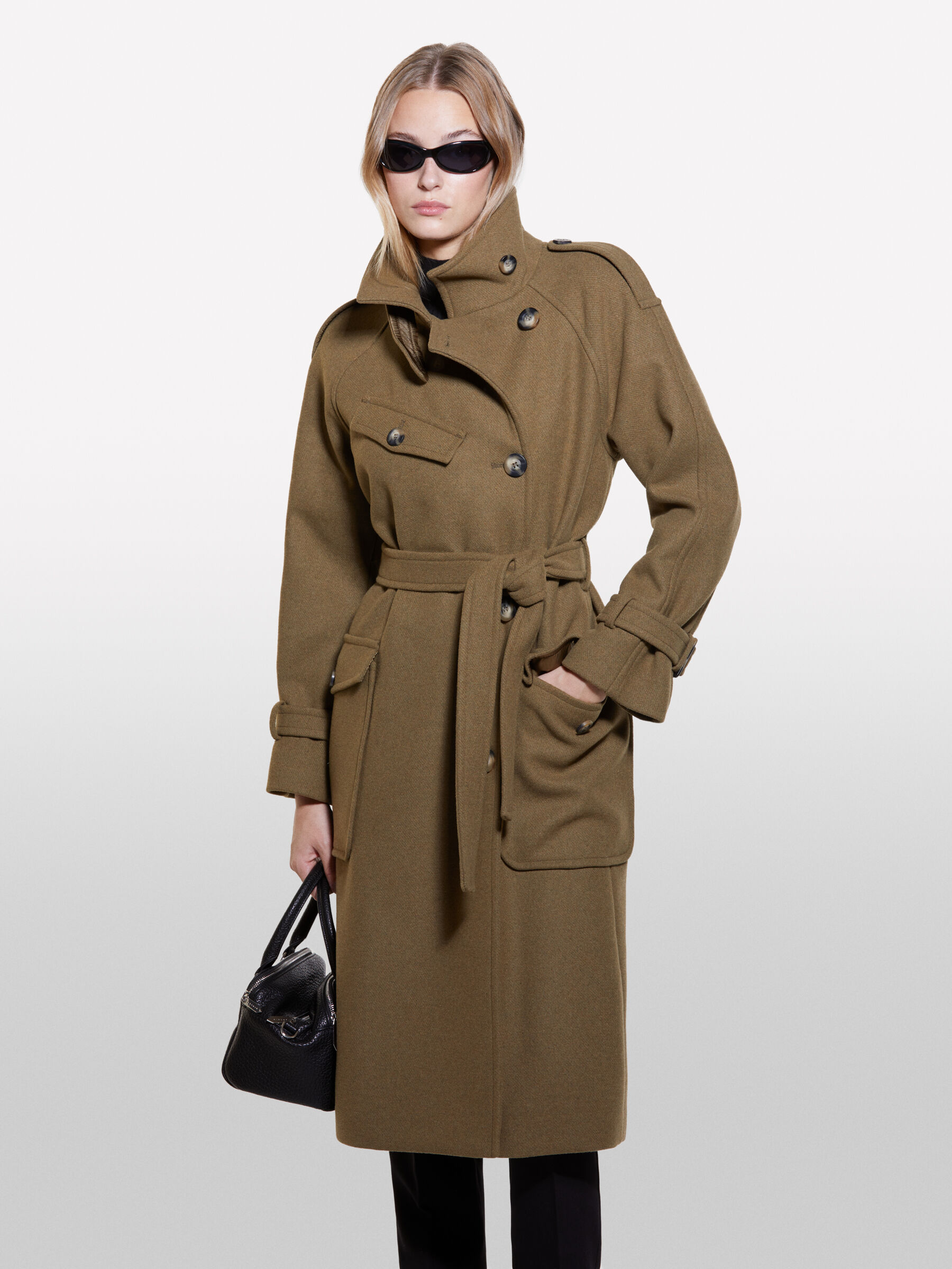 Cappotto comfort fit con tasconi Verde Militare Sisley