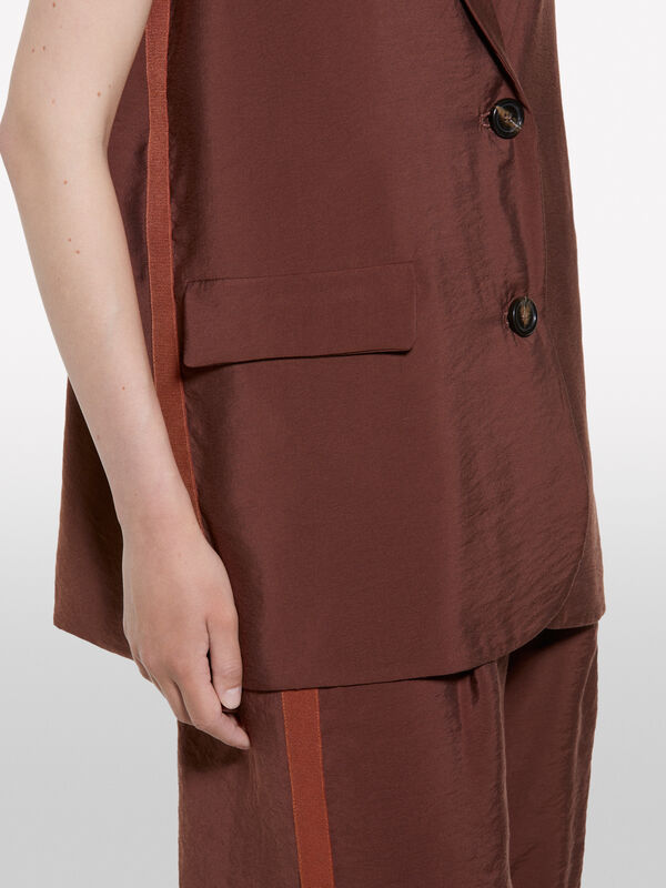 Gilet marrone scuro effetto stropicciato - gilet e smanicati da donna | Sisley
