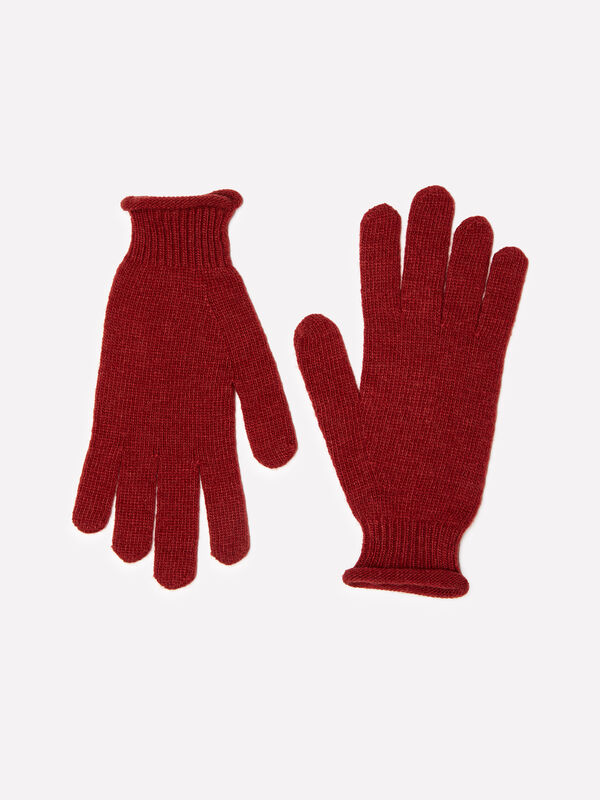 Guanti rosso mattone in misto cashmere - guanti da donna | Sisley