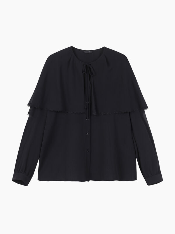 Camicia nera con mantellina - sisley k camicie | Sisley K