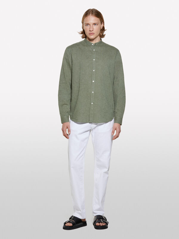 Camicia alla coreana verde Camicia alla coreana verde - camicie regular da uomo | Sisley