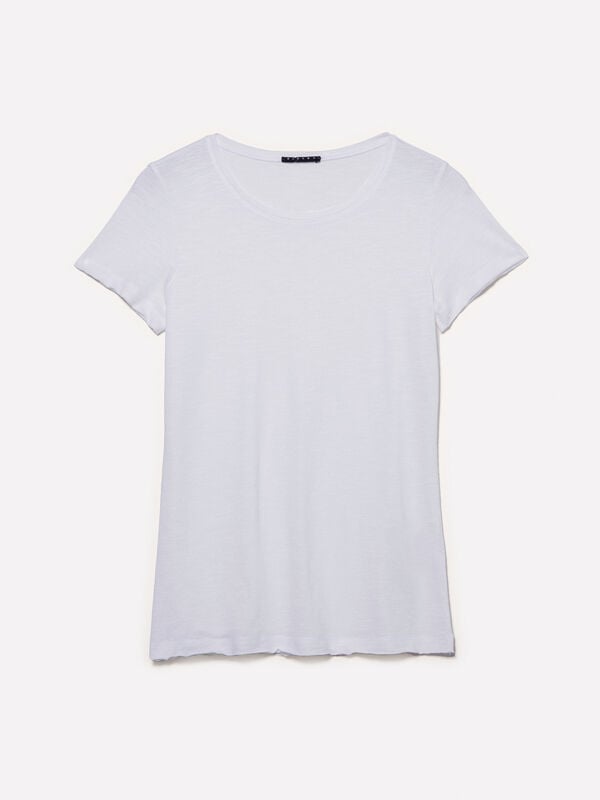T-shirt girocollo bianca T-shirt girocollo bianca - t-shirt a manica corta da donna | Sisley