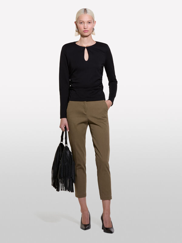 Pantaloni chino verde militare a sigaretta - pantaloni chino da donna | Sisley