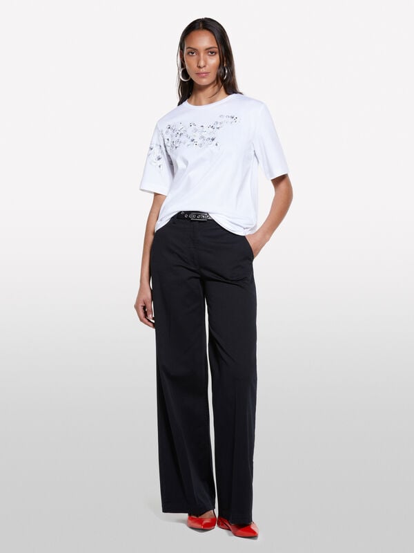 T-shirt bianca con stampa - t-shirt a manica corta da donna | Sisley