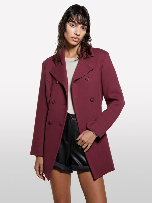 Cappotto doppiopetto bordeaux - cappotti da donna | Sisley