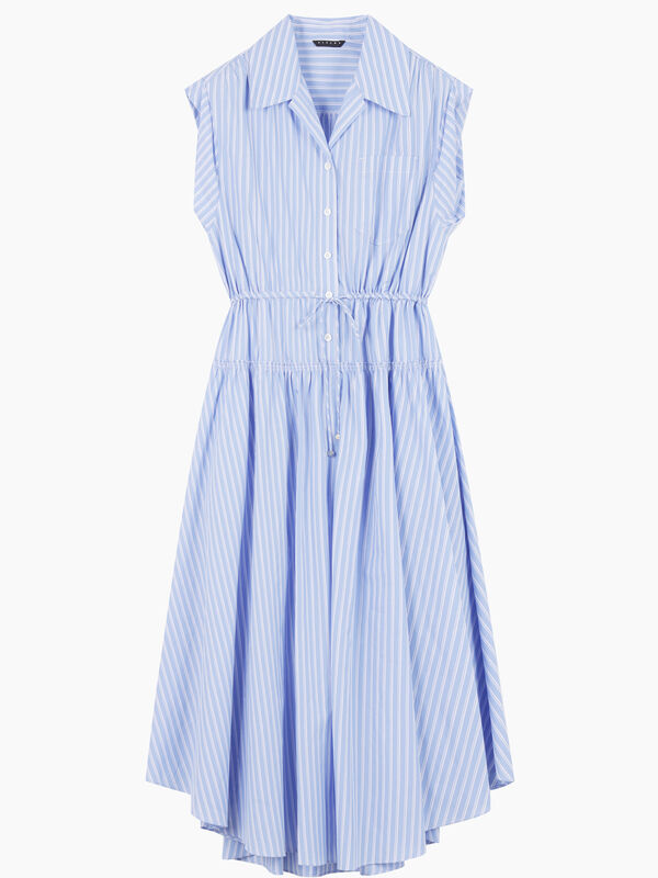 Vestito manicato azzurro a righe - sisley k abiti midi | Sisley K