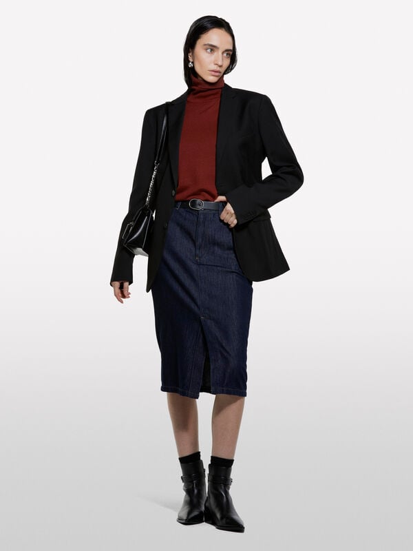 Maglia dolcevita rosso mattone in misto lana - maglie collo alto da donna | Sisley