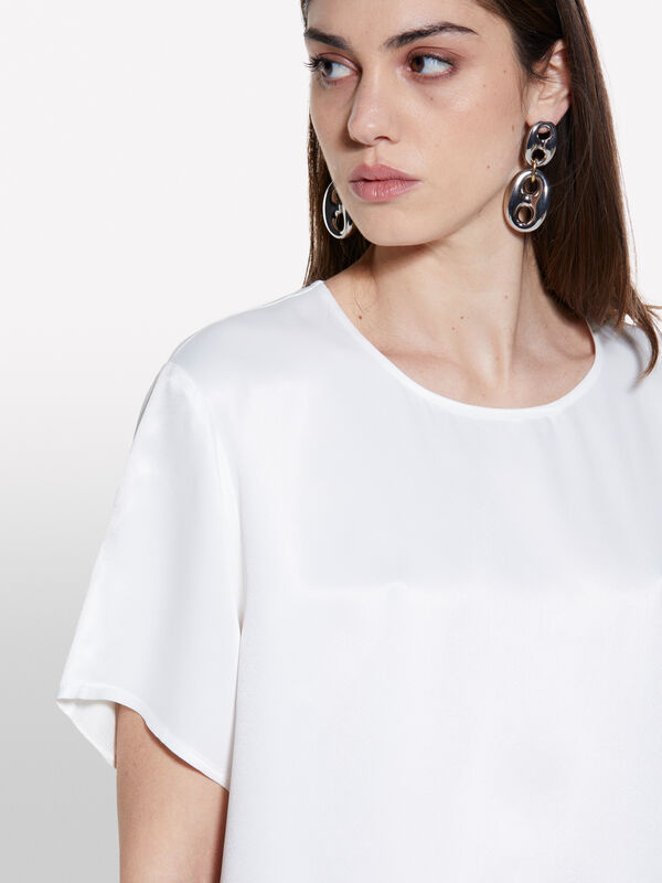 Blusa in raso bianco panna - bluse da donna | Sisley