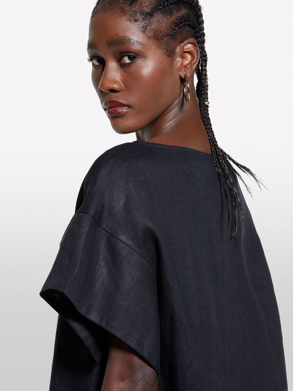 Blusa nera in 100% lino	 - bluse da donna | Sisley