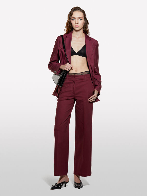 Pantaloni wide fit bordeaux - pantaloni palazzo da donna | Sisley