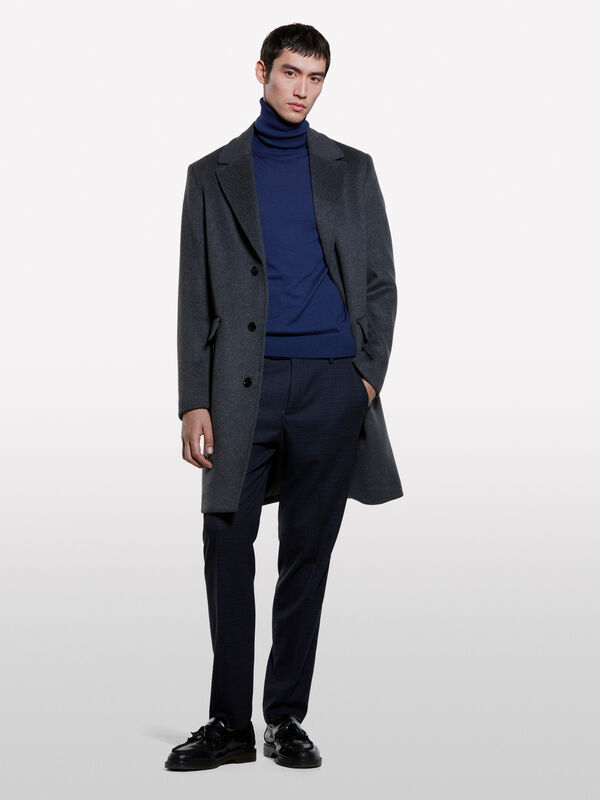 Maglia blu navy con collo alto - maglie collo alto da uomo | Sisley