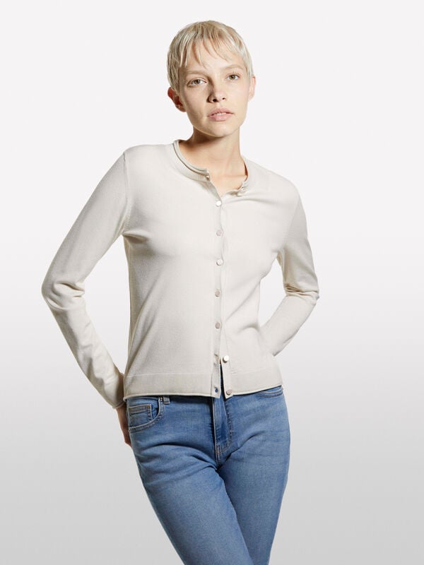 Cardigan regular fit beige Cardigan regular fit beige - cardigan da donna | Sisley