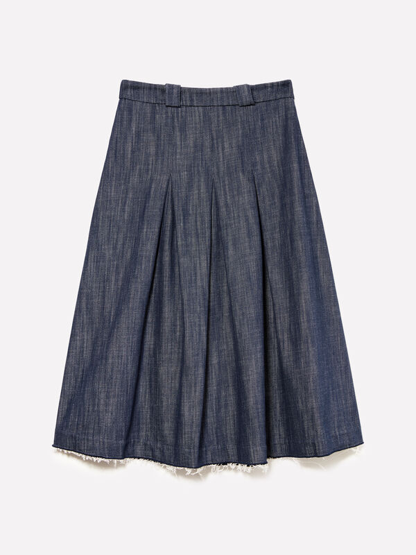 Gonna a ruota in denim blu - gonne midi, longuette donna | Sisley
