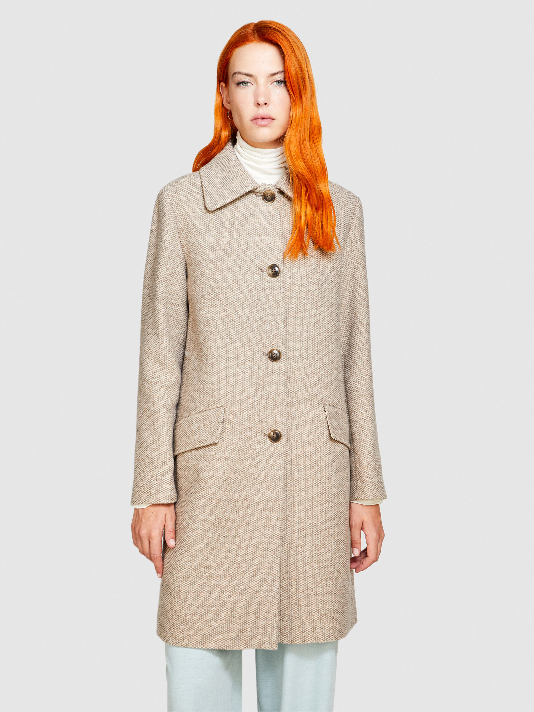 Cappotto midi boucl Beige Donna Sisley