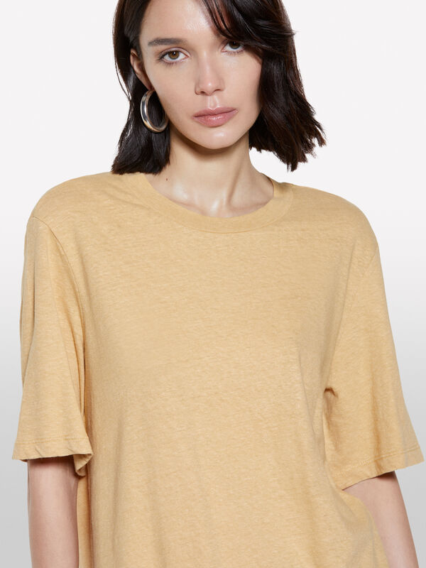 T-shirt cropped senape - t-shirt a manica corta da donna | Sisley