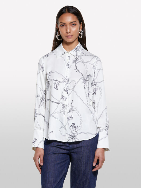 Camicia bianco panna stampata - camicie da donna | Sisley