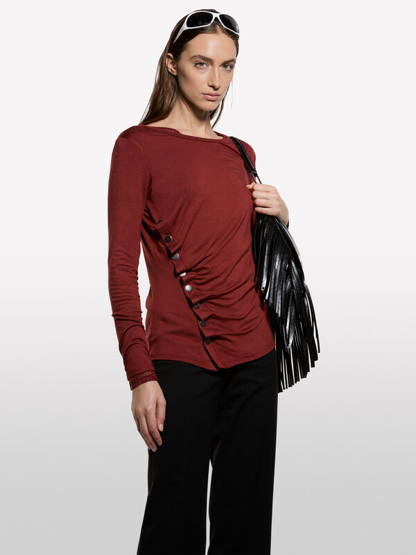 Maglietta con bottoni silver - t-shirt a manica lunga da donna | Sisley