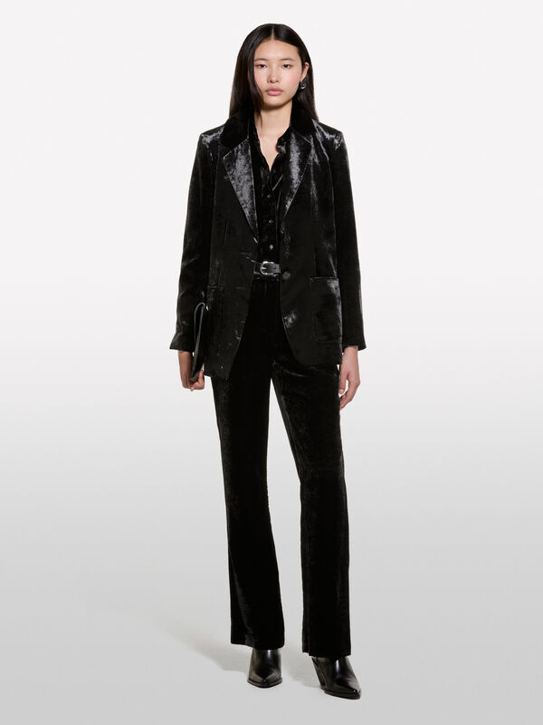 Pantaloni neri in velluto  - pantaloni flare da donna | Sisley