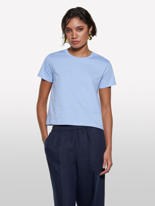 T-shirt boxy fit azzurra - t-shirt a manica corta da donna | Sisley