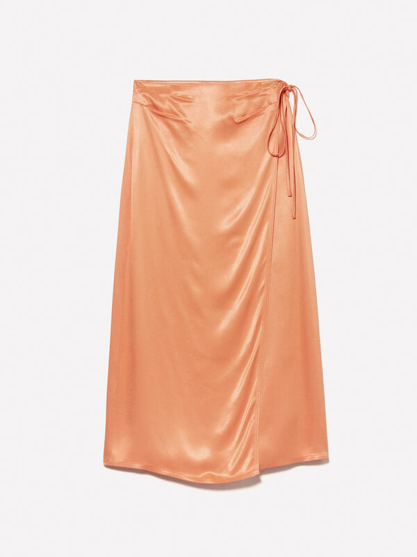 Gonna in satin arancione - gonne midi, longuette donna | Sisley