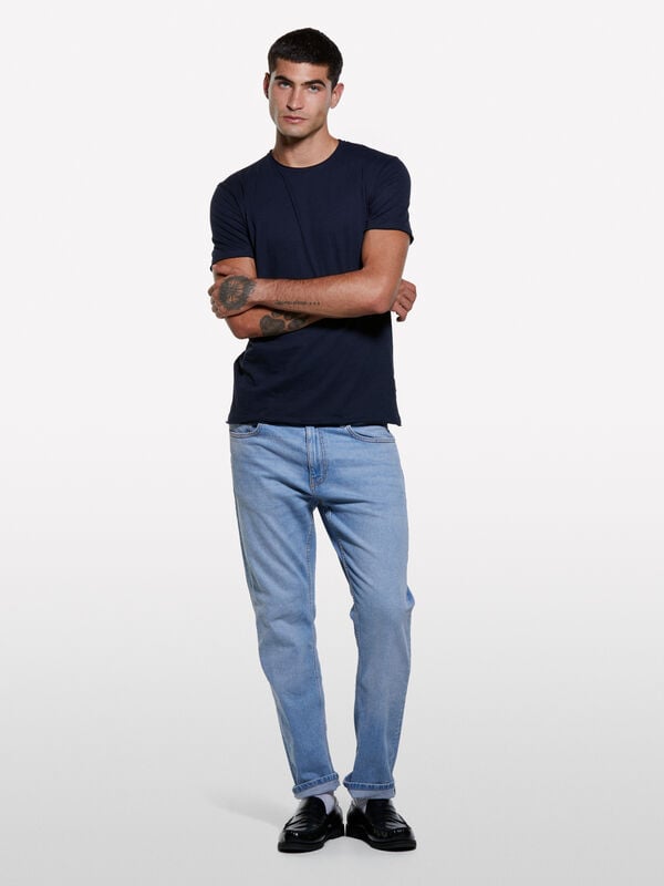 T-shirt a maniche corte slim fit blu scuro - t-shirt a manica corta da uomo | Sisley