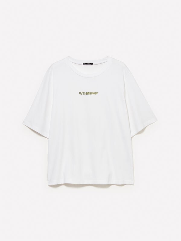 T-shirt bianca con stampa lettering T-shirt bianca con stampa lettering - t-shirt a manica corta da donna | Sisley