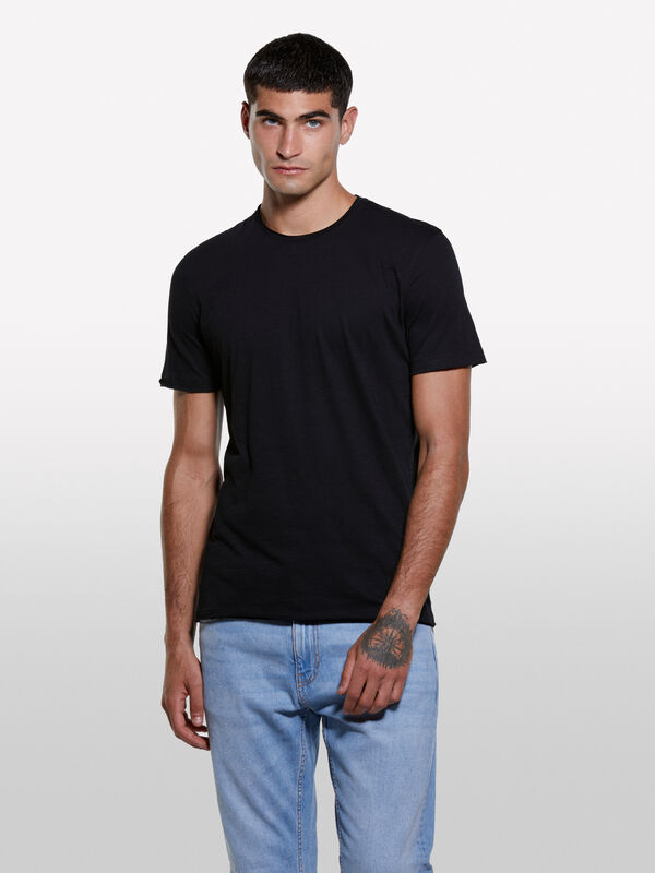 T-shirt a maniche corte slim fit nera - t-shirt a manica corta da uomo | Sisley