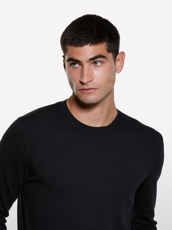 Maglia girocollo nera - maglie girocollo da uomo | Sisley