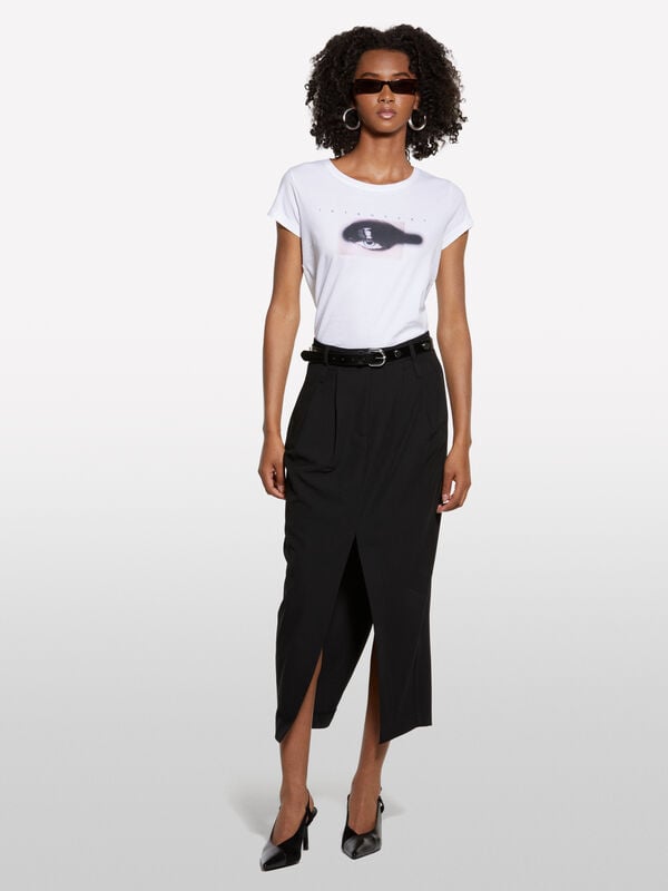 T-shirt bianca con stampa occhio T-shirt bianca con stampa occhio - t-shirt a manica corta da donna | Sisley