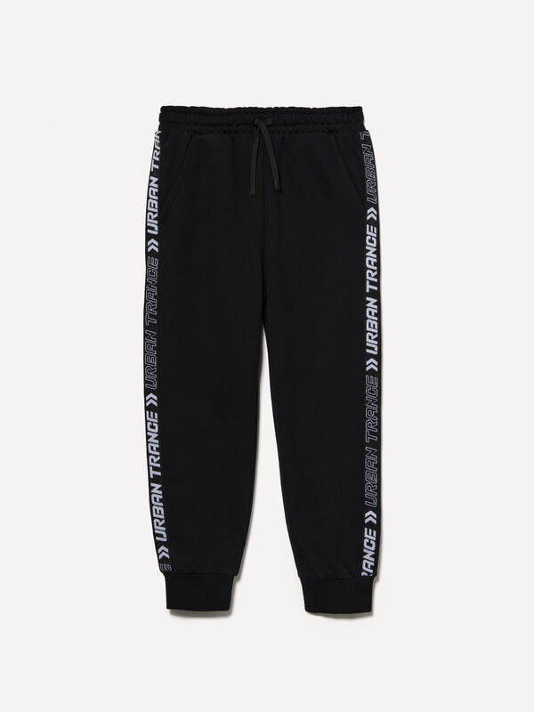 Joggers neri con bande lettering - pantaloni da bambino | Sisley Young