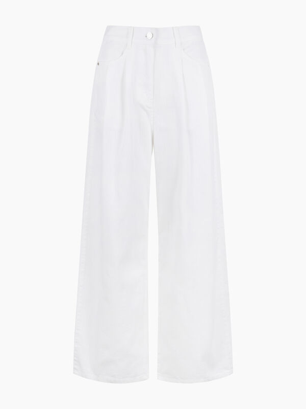 Pantaloni palazzo in denim color bianco - Palazzo | Sisley K