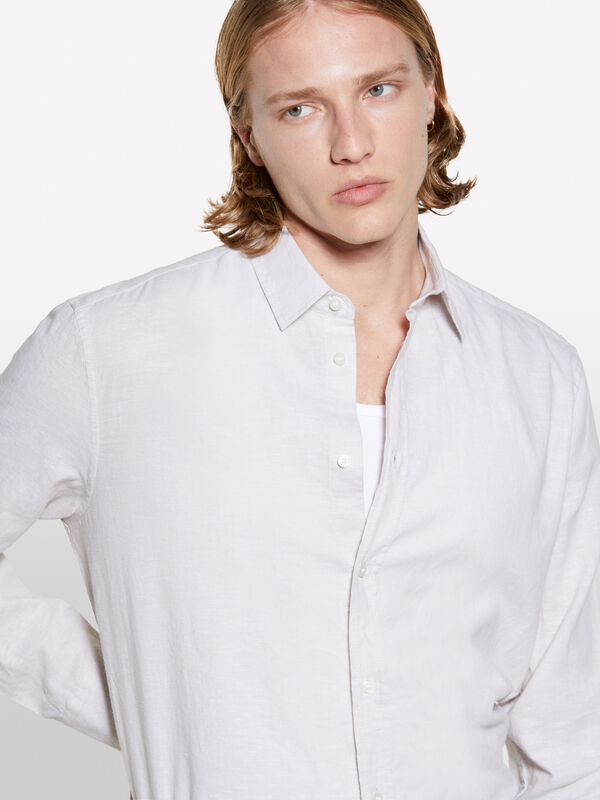 Camicia in misto lino beige - camicie regular da uomo | Sisley