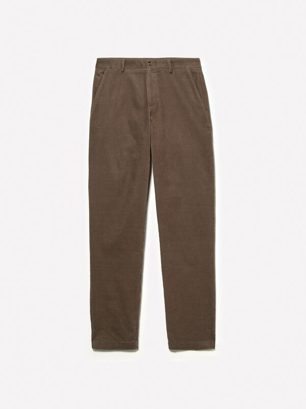 Chino marroni in velluto a costine - pantaloni slim da uomo | Sisley