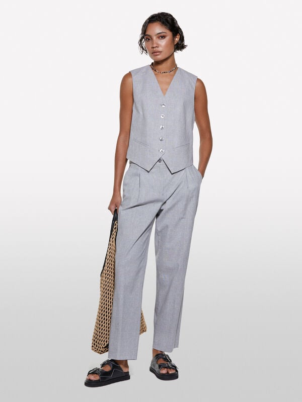 Chino grigi slim fit tinto filo - pantaloni slim-fit da donna | Sisley