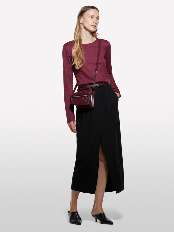 T-shirt bordeaux a maniche lunghe - t-shirt a manica lunga da donna | Sisley